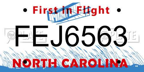 FEJ6563 North Carolina License Plate