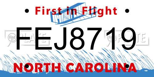 FEJ8719 North Carolina License Plate