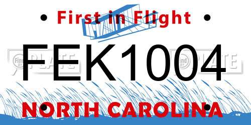 FEK1004 North Carolina License Plate