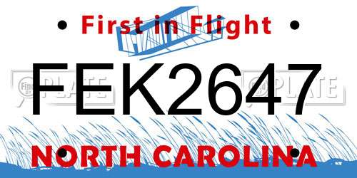 FEK2647 North Carolina License Plate