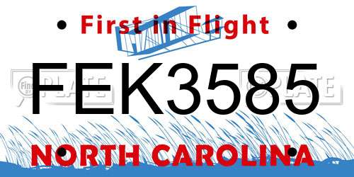 FEK3585 North Carolina License Plate