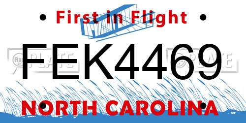 FEK4469 North Carolina License Plate
