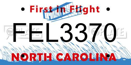 FEL3370 North Carolina License Plate
