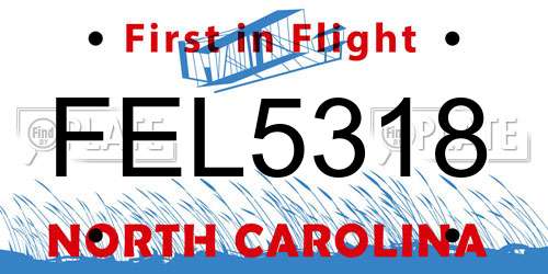 FEL5318 North Carolina License Plate