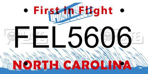 FEL5606 North Carolina License Plate