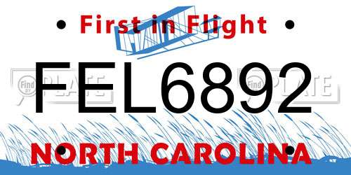 FEL6892 North Carolina License Plate