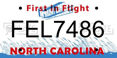 FEL7486 North Carolina License Plate