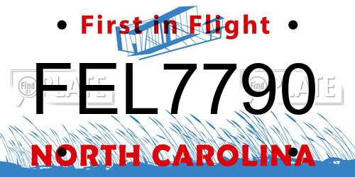 FEL7790 North Carolina License Plate