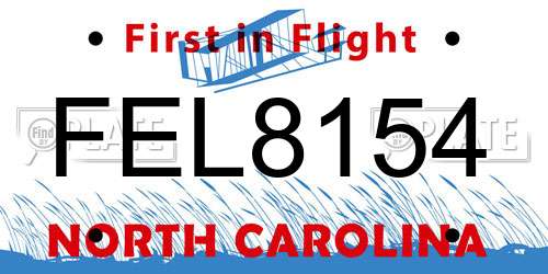FEL8154 North Carolina License Plate