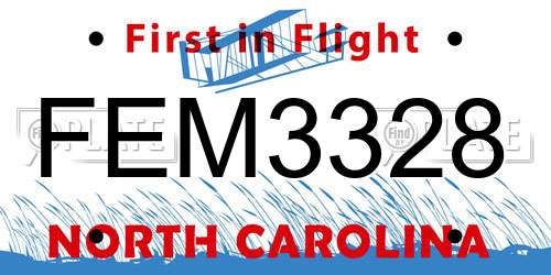 FEM3328 North Carolina License Plate