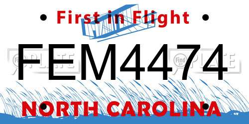FEM4474 North Carolina License Plate
