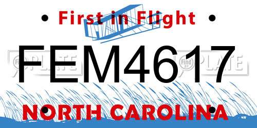FEM4617 North Carolina License Plate