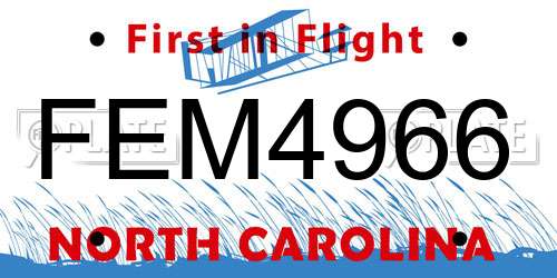FEM4966 North Carolina License Plate