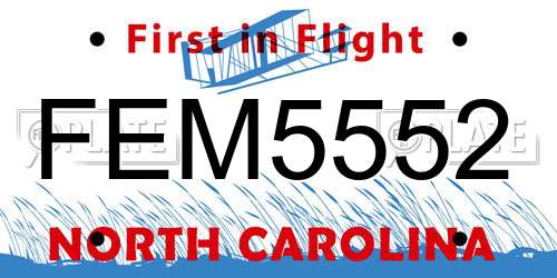 FEM5552 North Carolina License Plate