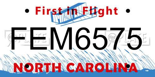 FEM6575 North Carolina License Plate