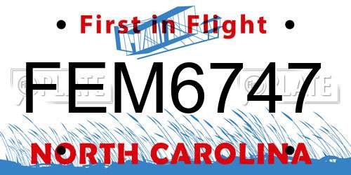 FEM6747 North Carolina License Plate
