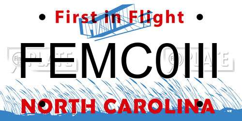 FEMC0III North Carolina License Plate