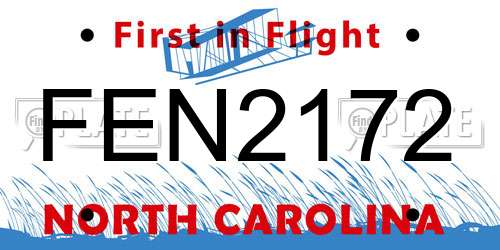 FEN2172 North Carolina License Plate