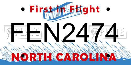 FEN2474 North Carolina License Plate