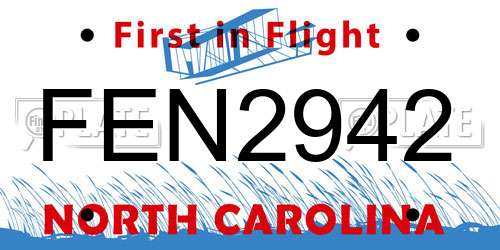 FEN2942 North Carolina License Plate