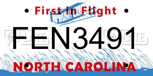 FEN3491 North Carolina License Plate