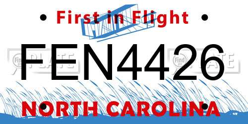 FEN4426 North Carolina License Plate