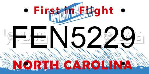 FEN5229 North Carolina License Plate