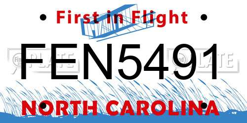 FEN5491 North Carolina License Plate
