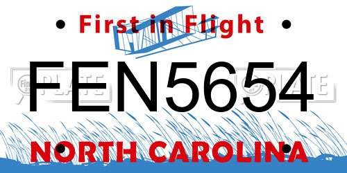 FEN5654 North Carolina License Plate