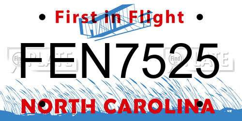 FEN7525 North Carolina License Plate