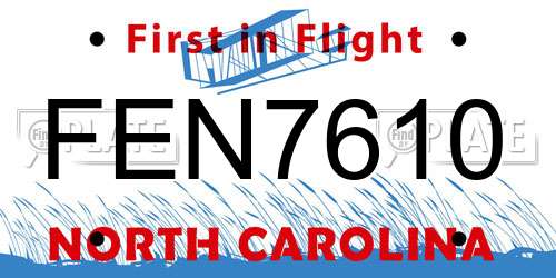FEN7610 North Carolina License Plate