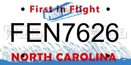 FEN7626 North Carolina License Plate