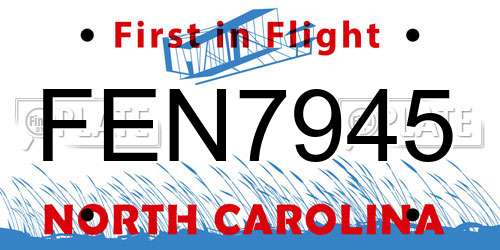 FEN7945 North Carolina License Plate