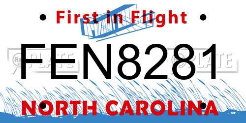 FEN8281 North Carolina License Plate