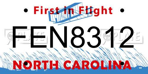 FEN8312 North Carolina License Plate