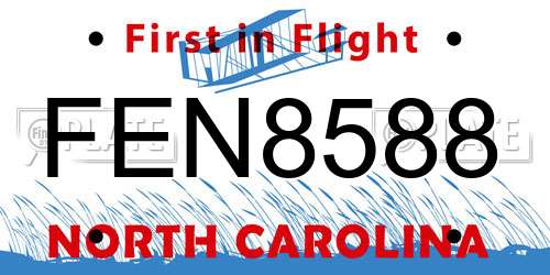 FEN8588 North Carolina License Plate