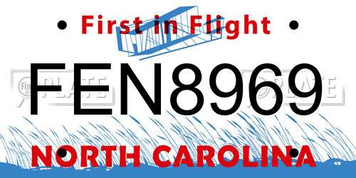 FEN8969 North Carolina License Plate