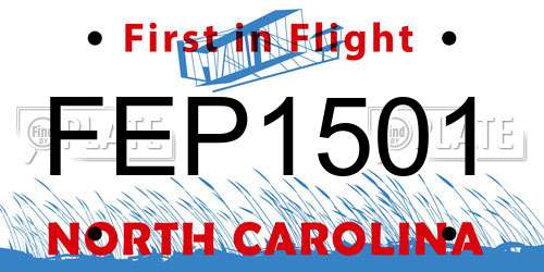 FEP1501 North Carolina License Plate