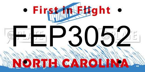 FEP3052 North Carolina License Plate