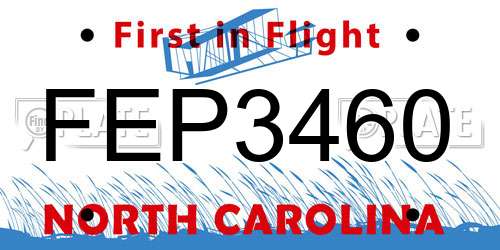 FEP3460 North Carolina License Plate