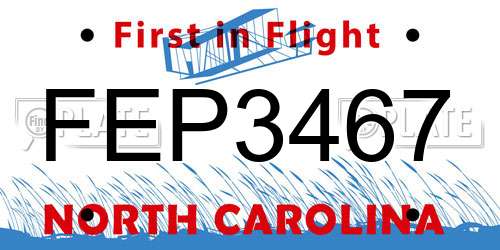 FEP3467 North Carolina License Plate