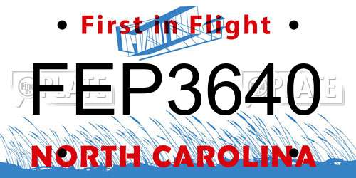 FEP3640 North Carolina License Plate