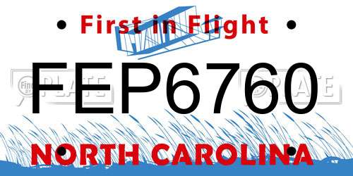 FEP6760 North Carolina License Plate