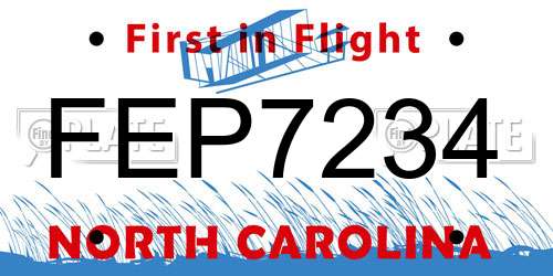FEP7234 North Carolina License Plate