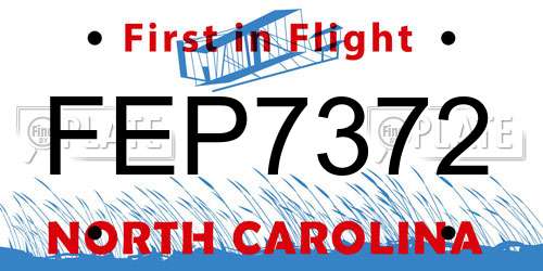 FEP7372 North Carolina License Plate