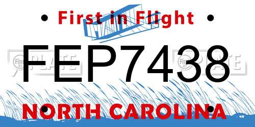 FEP7438 North Carolina License Plate