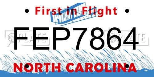 FEP7864 North Carolina License Plate