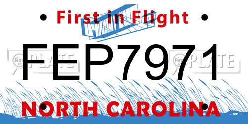 FEP7971 North Carolina License Plate