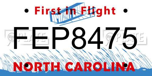FEP8475 North Carolina License Plate
