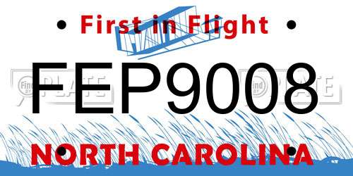 FEP9008 North Carolina License Plate